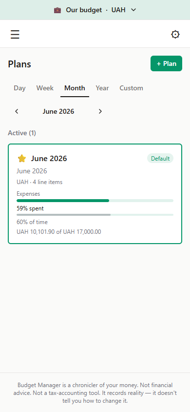 Mobile plans: a monthly plan with spending-pace progress
